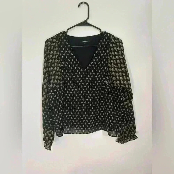 Madewell Sheer Long Sleeve Top in Brushstroke Paisley Mix Size Small - Picture 2 of 4
